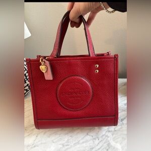 Coach Cherry Red Pebbled Leather Tote
